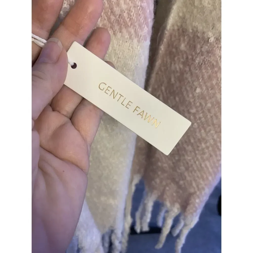 NWT Gentle Fawn Scarf, Pink Cream White, Womens One Size, Shawl Wrap Fringe Boho